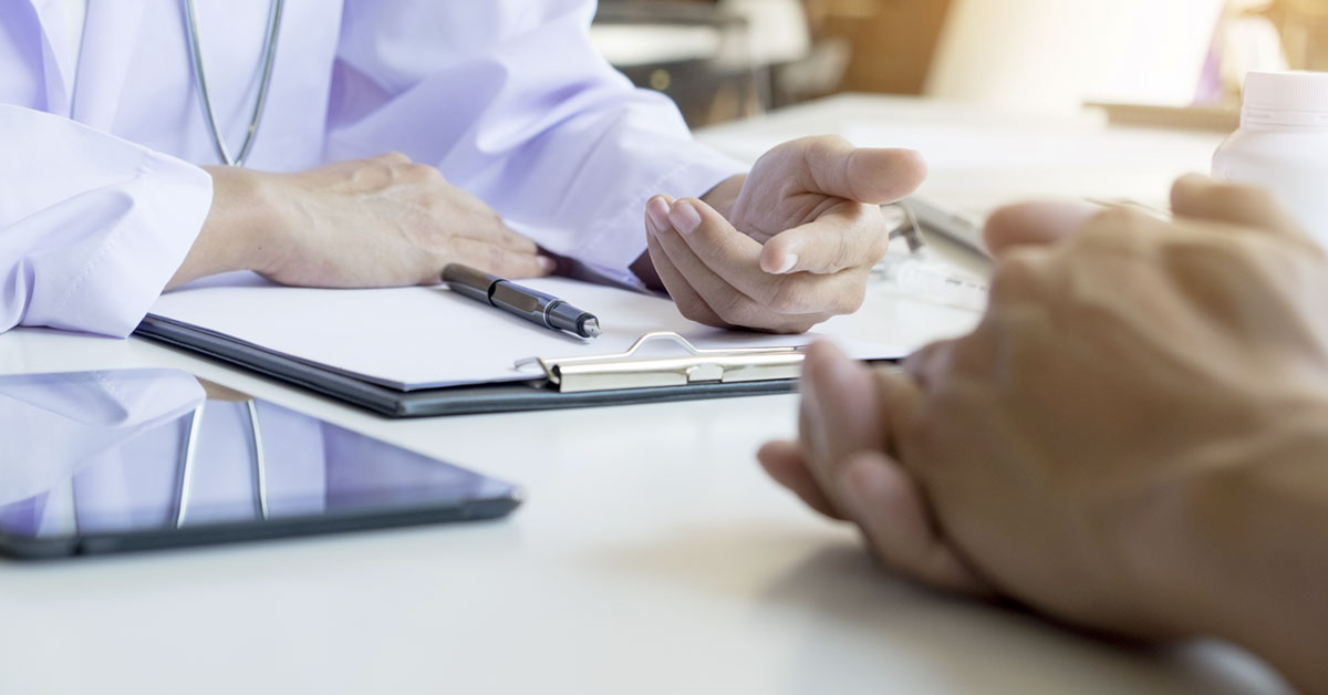 A patient and doctor meet to discuss options after recent test results