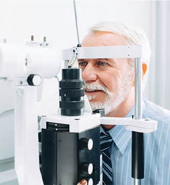 A man receiving an eye exam.