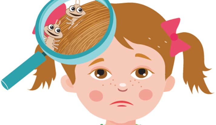 Cartoon drawing of an uhnappy young girl with lice. Lice - an itchy, scratchy nit-picking nightmare.