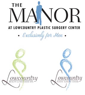 Logos for Lowcountry Plastic Surgery Center, Lowcountry Beauty and Wellness Spa and The Manor at Lowcountry Plastic Surgery Center (exclusively for MEN)