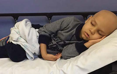 Cayden undergoing intensive chemotherapy in 2016.