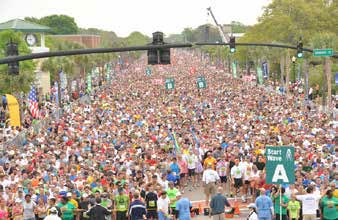 Runners for the East Cooper Bridge Run on Coleman Blvd