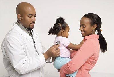 A doctor sees a patient