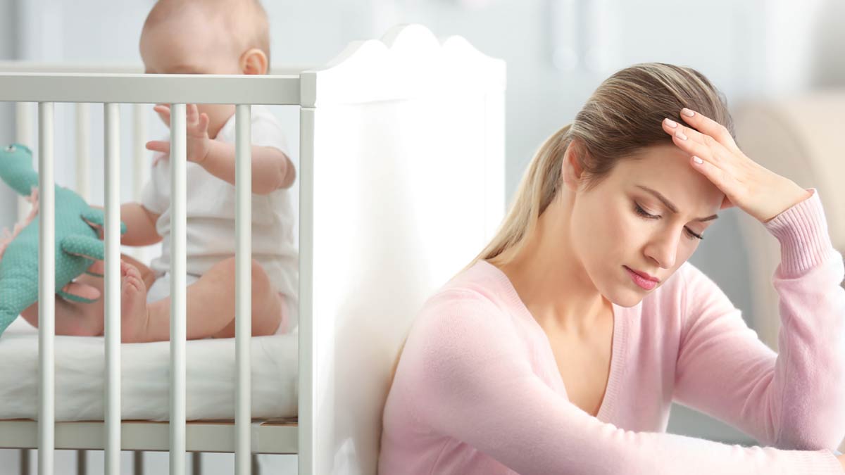 Young mother with postpartum depression