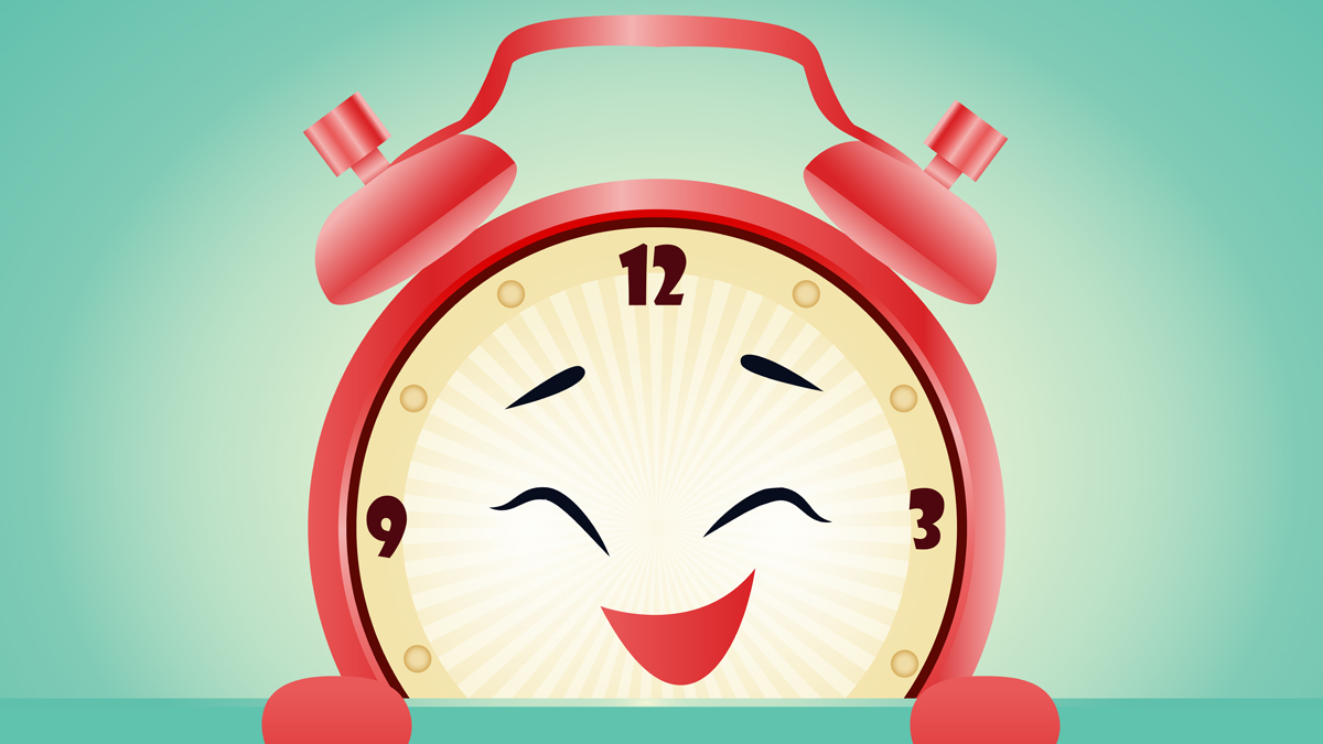 Illustration of a happy clock for a daylight savings article