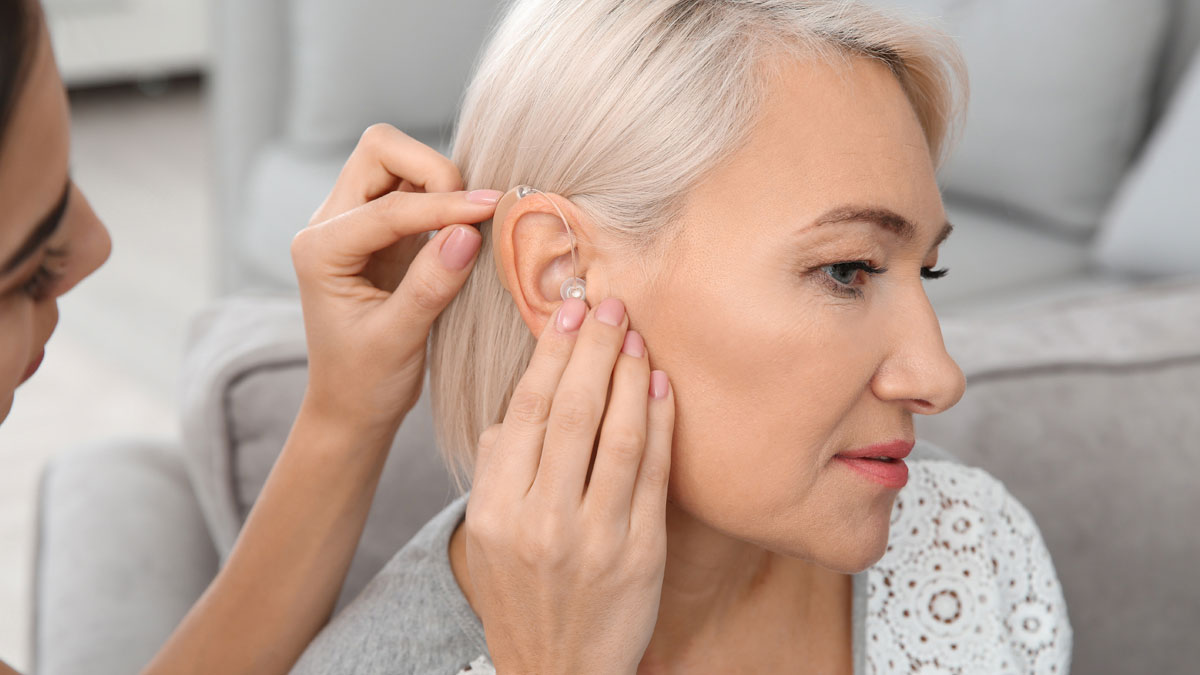 A hearing aid is fitted for a new patient