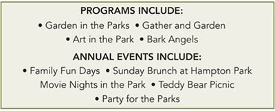 Charleston Parks Conservancy programs and annual events