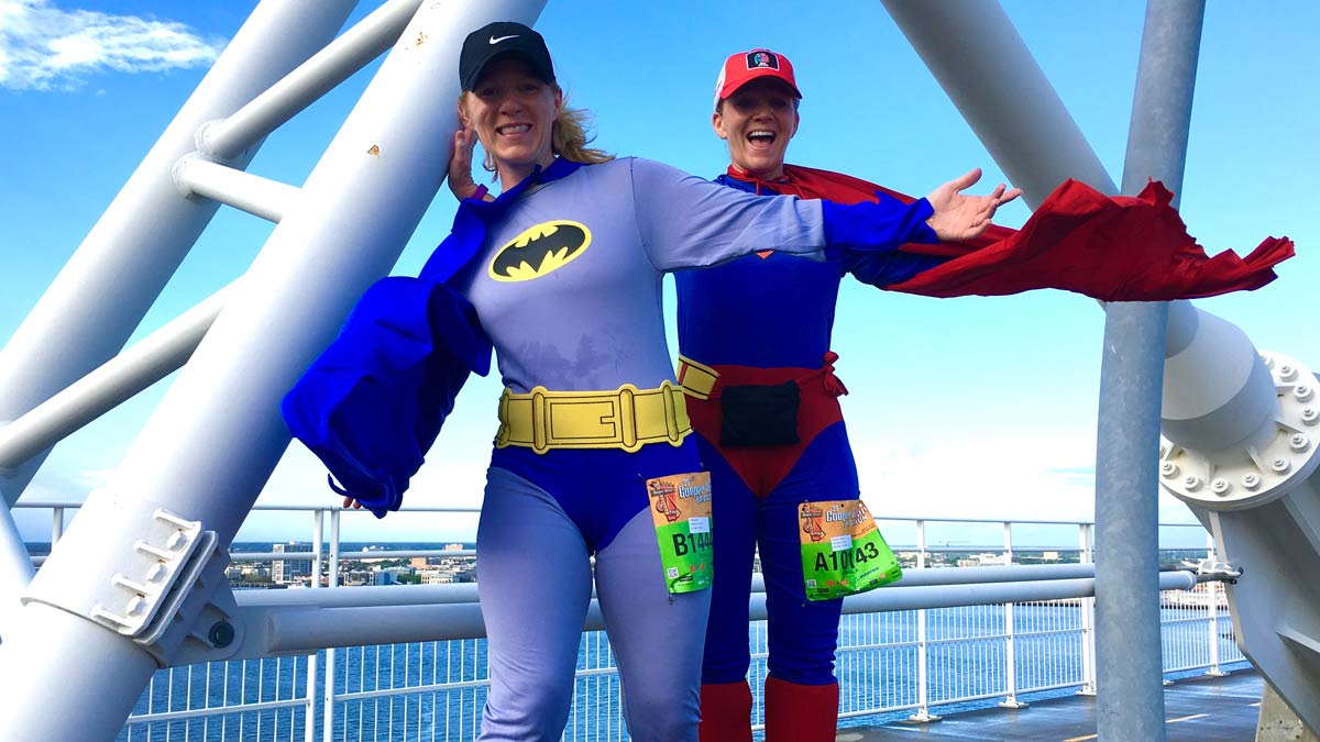 Cooper River Bridge Run runners on the Arthur Ravenel Jr Bridge