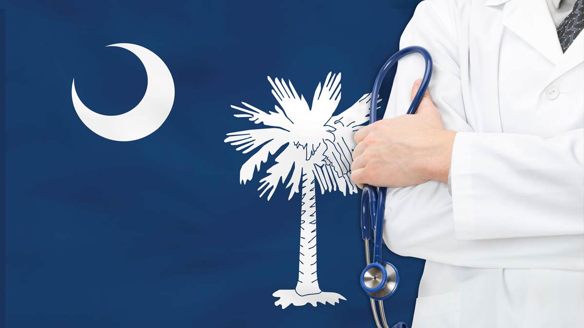 A doctor and the South Carolina state flag