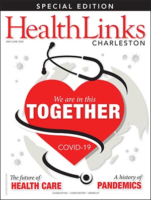 HealthLink Charleston magazine. In This Together, COVID-19 cover. May/June 2020