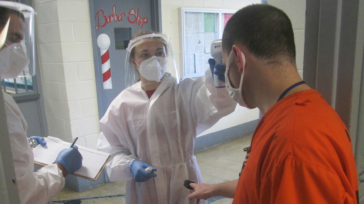 A prison inmate getting health care.