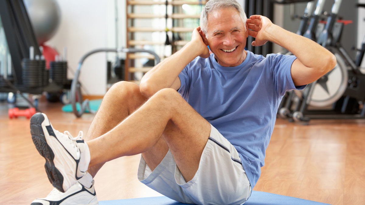 Photo of a middle-aged man exercising. Dr. Jana Upshaw of Winning Health recommends lifestyle changes that can keep patients out of surgery.