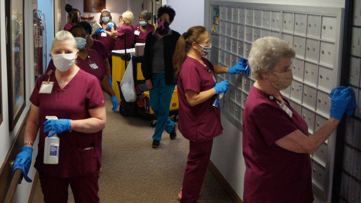 A Senior center being disinfected during the COVID-19 Pandemic.