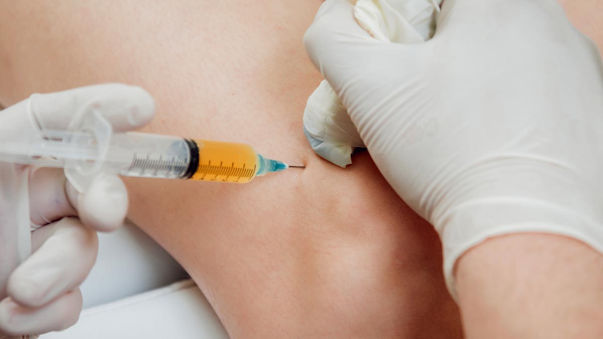 A patient getting an injection.