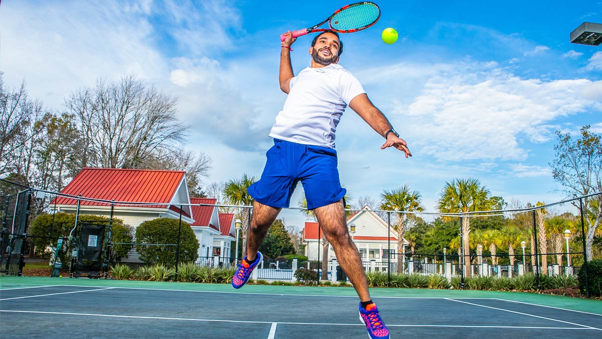 A man playing tennis