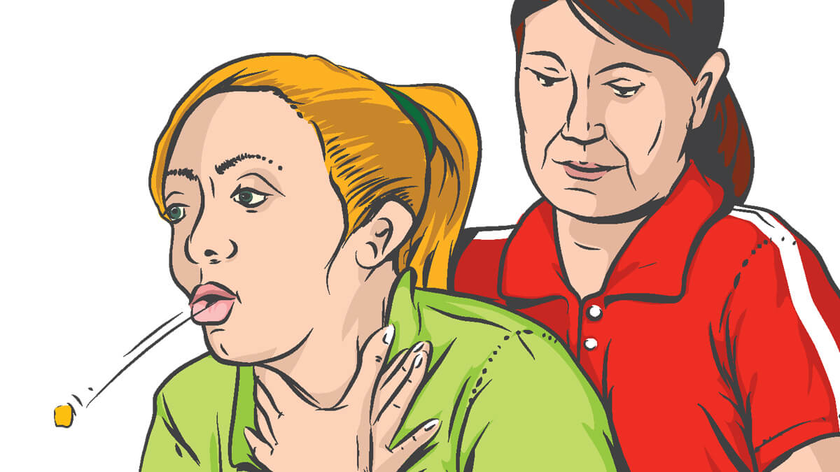 graphic of person using heimlich maneuver