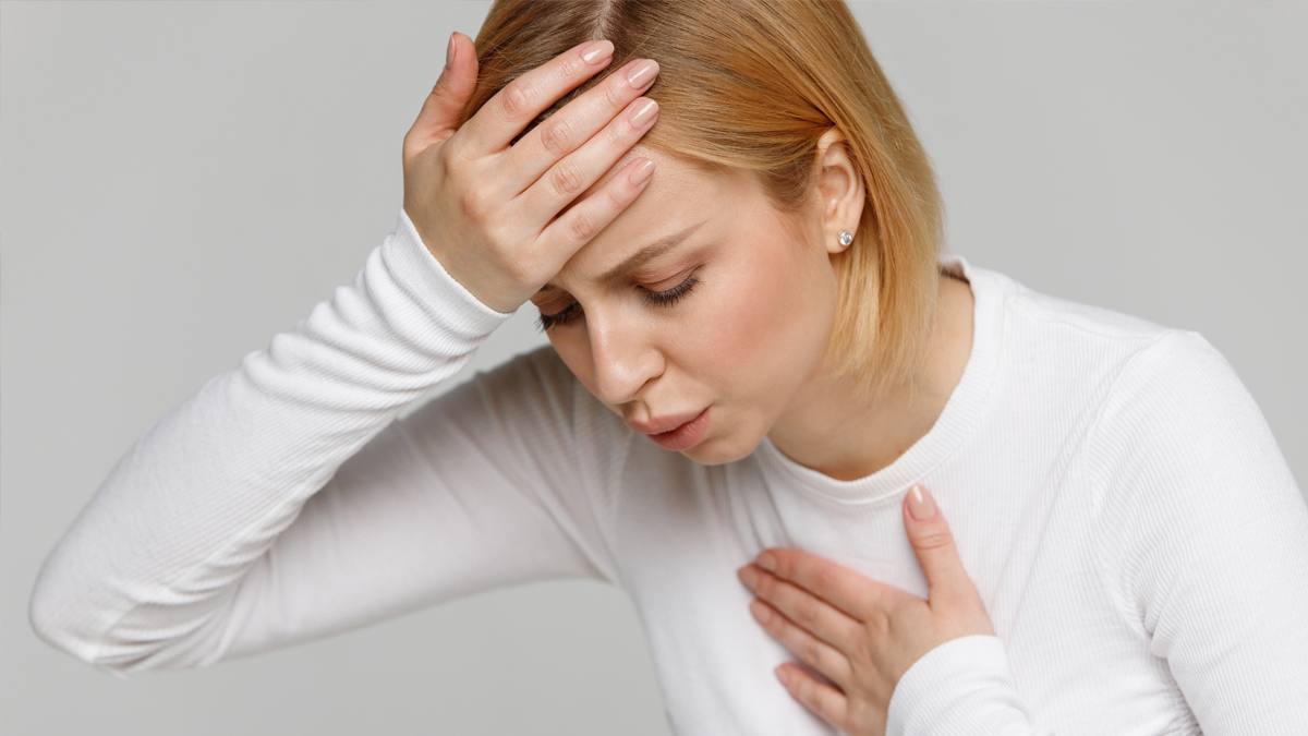 A woman having a panic attack