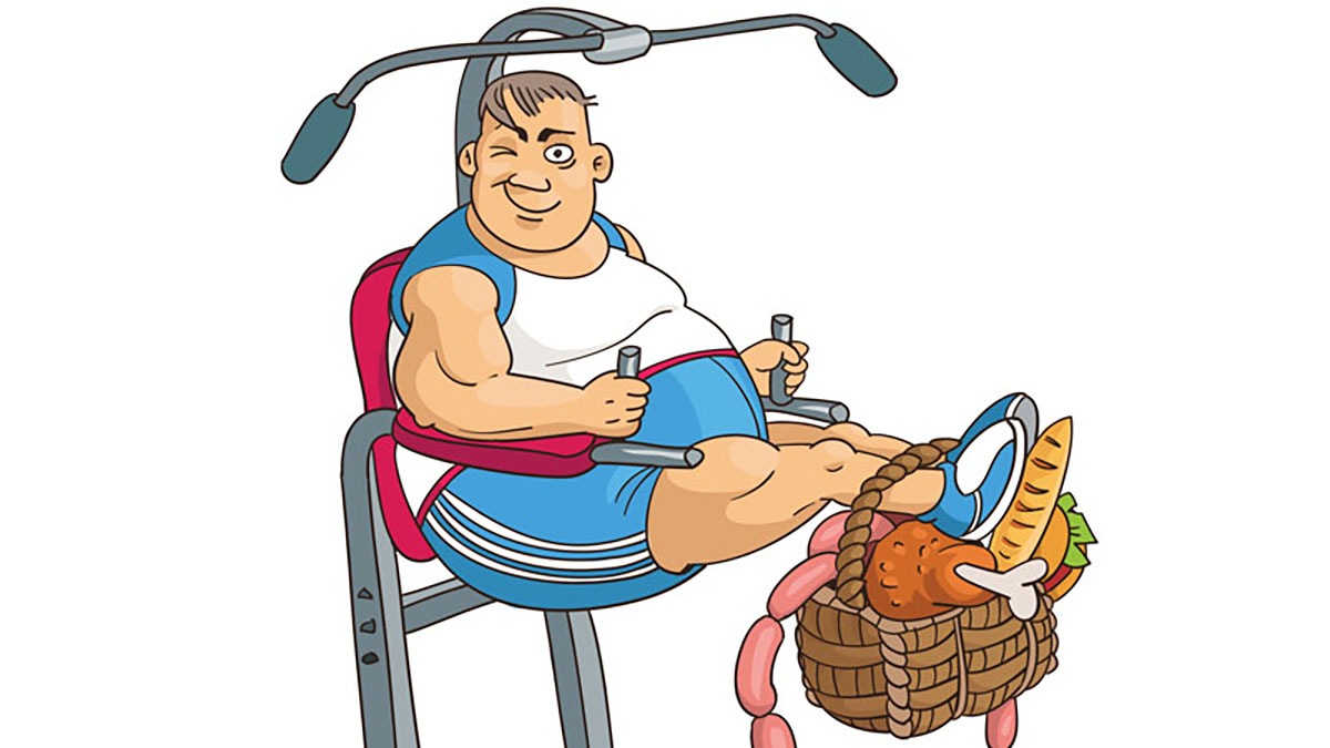 Graphic of a man who is sitting under a workout machine