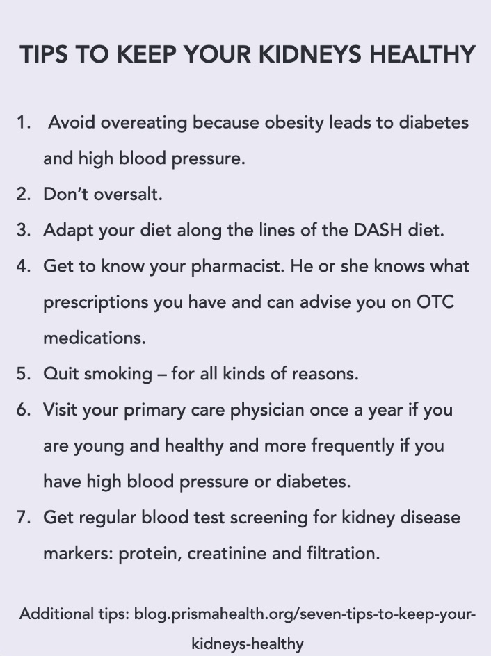 Graphic of tips to keep your kidneys healthy