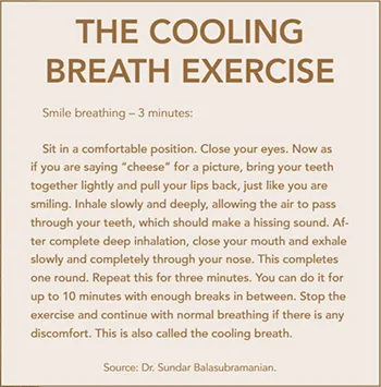 Smiling, cooling Breath Exercise