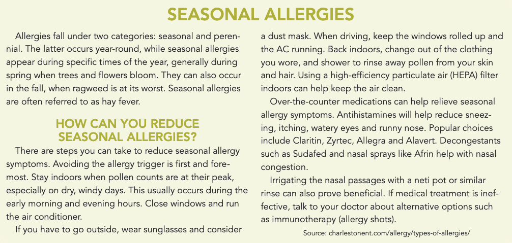 Graphic of information about seasonal allergies