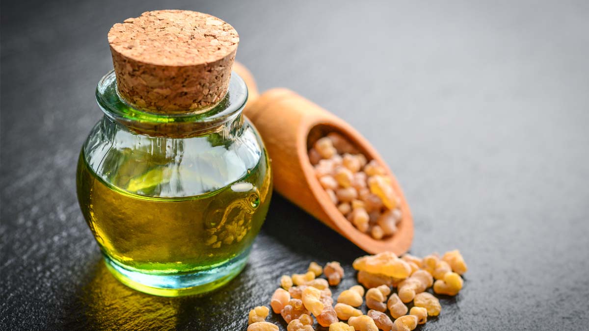 Photo of frankincense and a jar