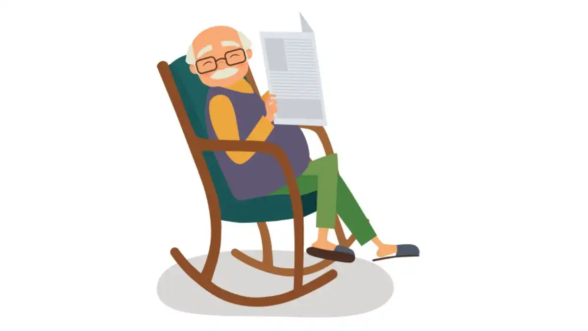 Illustration: An elderly man on a rocking chair