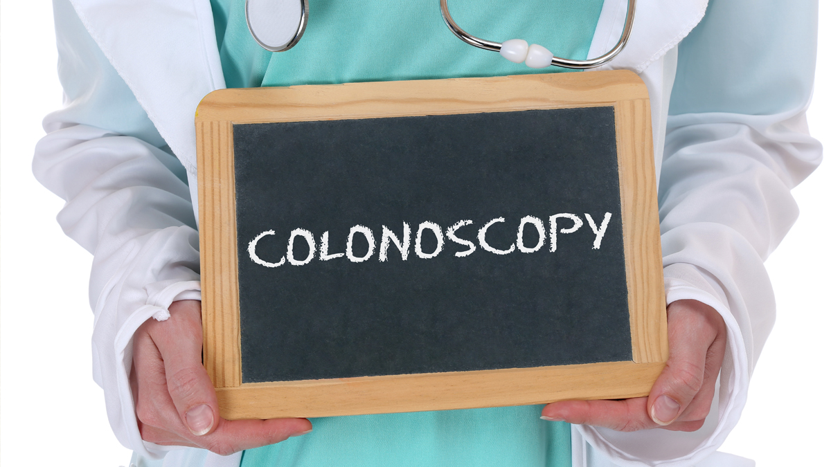 Photo of the word colonoscopy written on a board