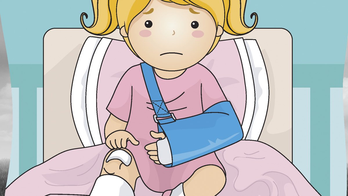 Graphic of a child with a sling on her arm