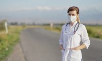 Photo of a nurse with a mask on